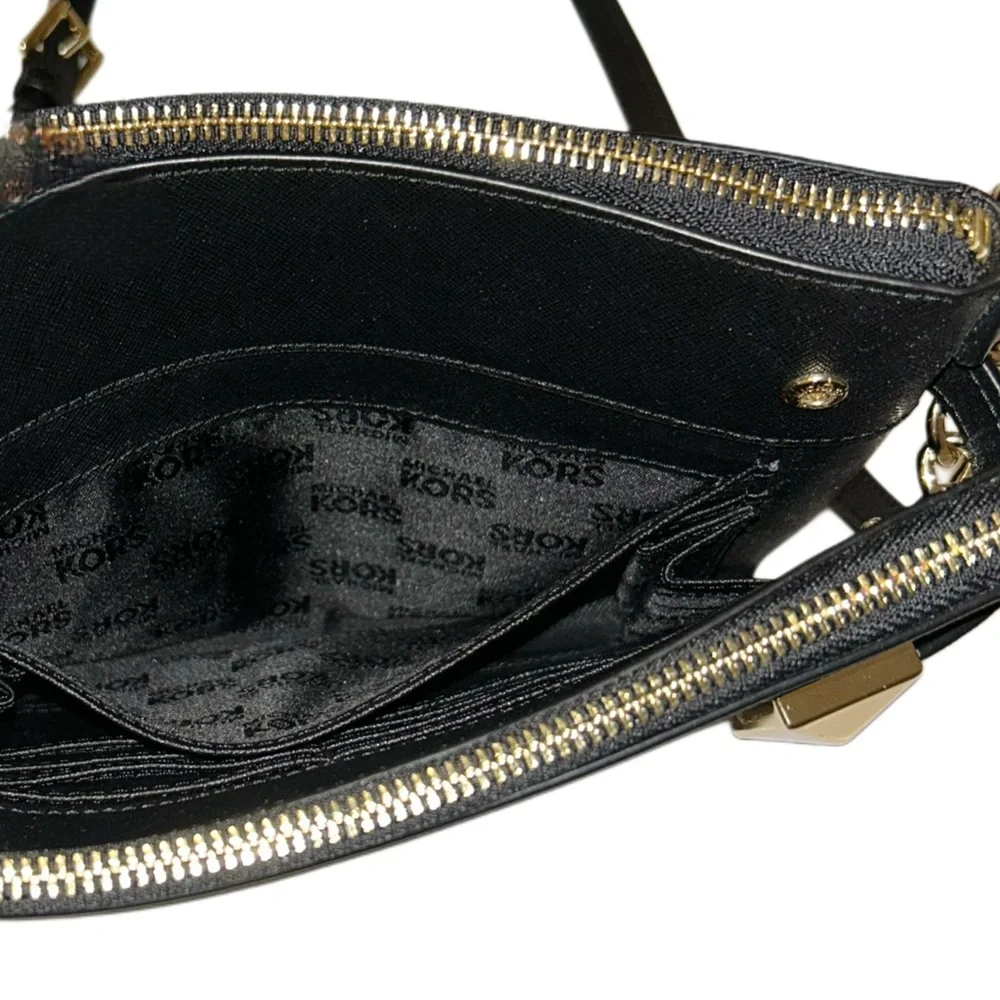 MICHAEL KORS Black Double Zip Crossbody Purse